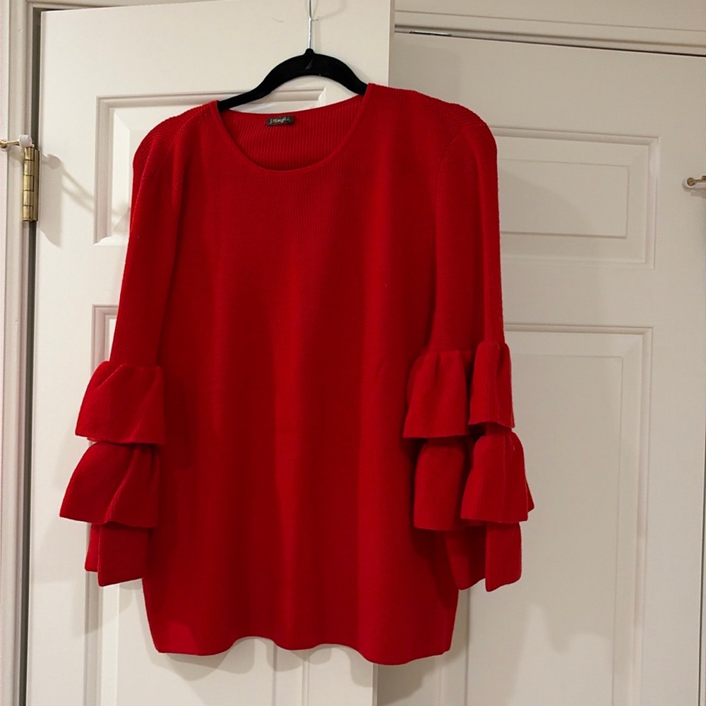 J McLaughlin Red Sweater XL EUC